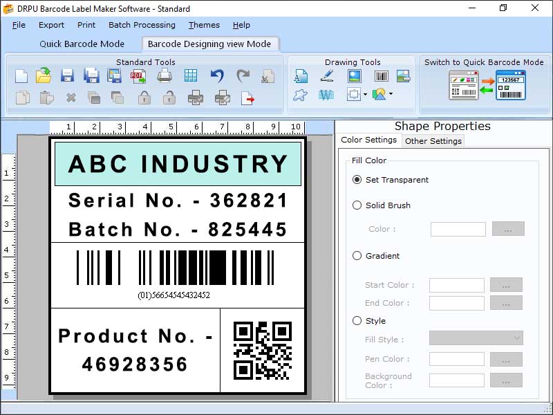 Screenshot of Advanced Barcode Printing Program