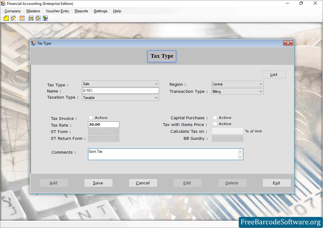 Tax Type Accounting Software Tax Type