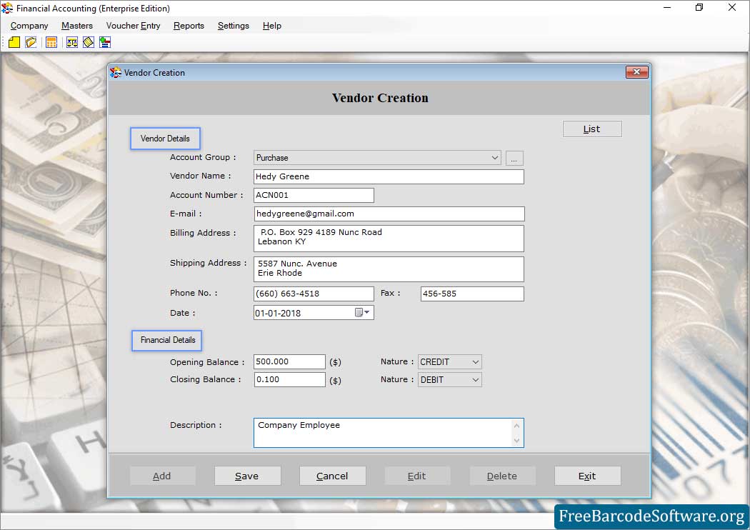 Vendor Creation Vendor Creation