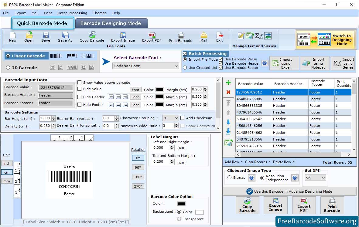 Corporate barcode software
