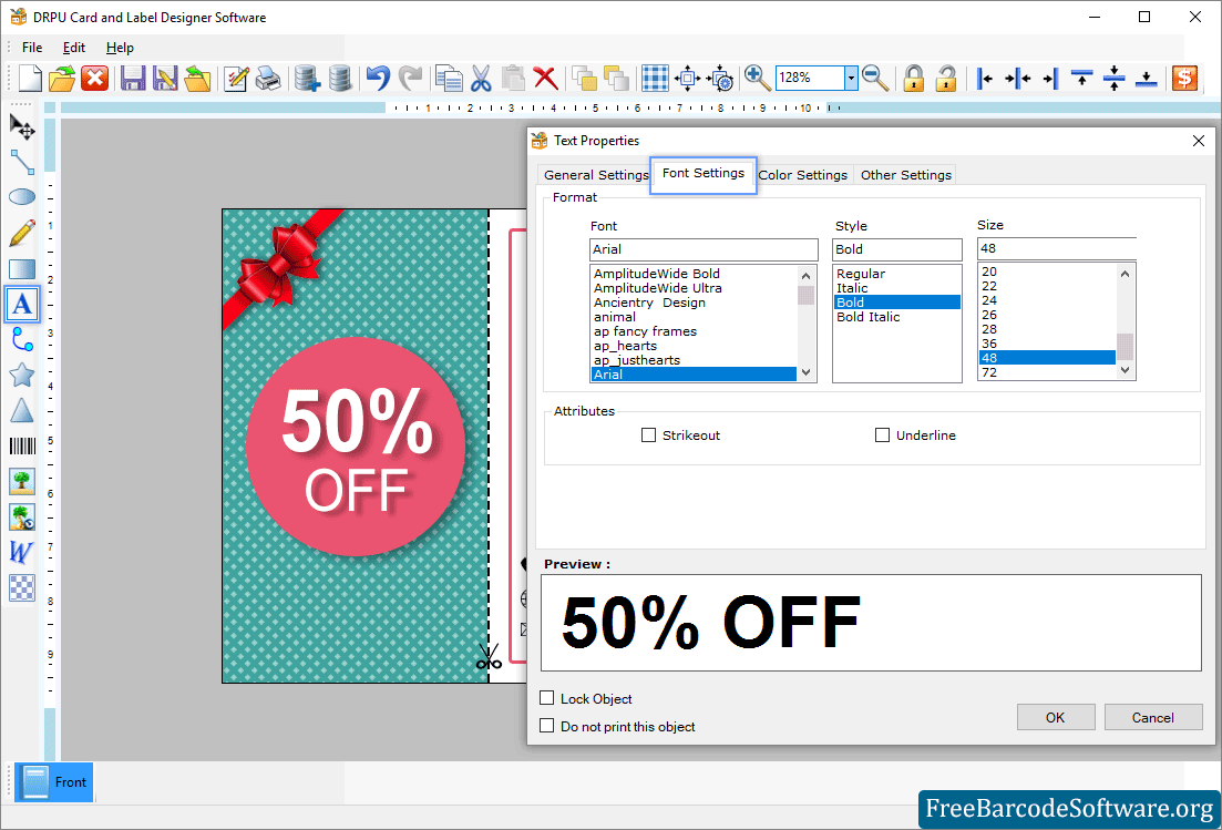 Text Properties Card Text Properties