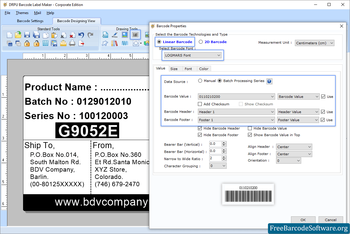 Barcode Properties Corporate barcode Properties