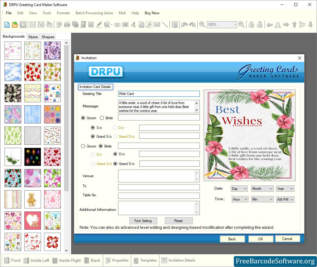 Invitation Card Details Greeting Card Maker Software
