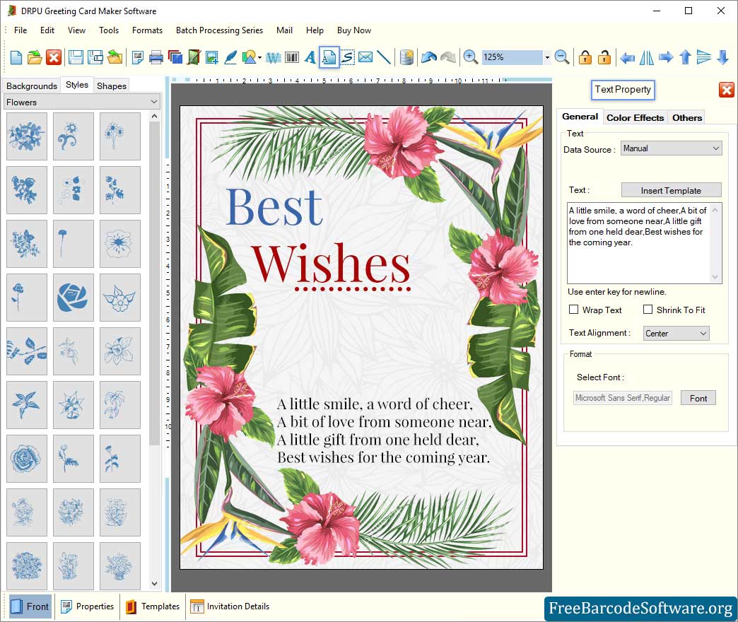 Text Property Greeting Card Maker Software