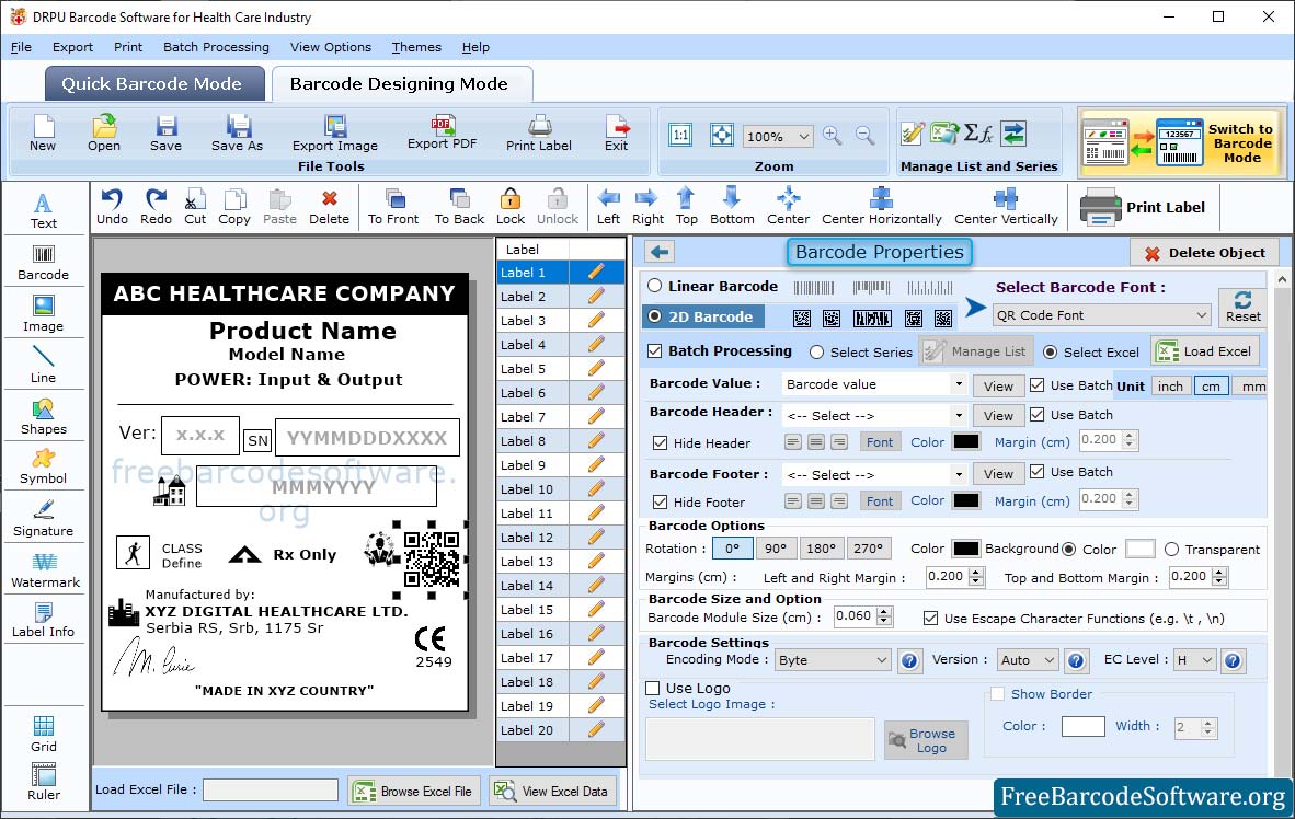 Healthcare Barcode Properties