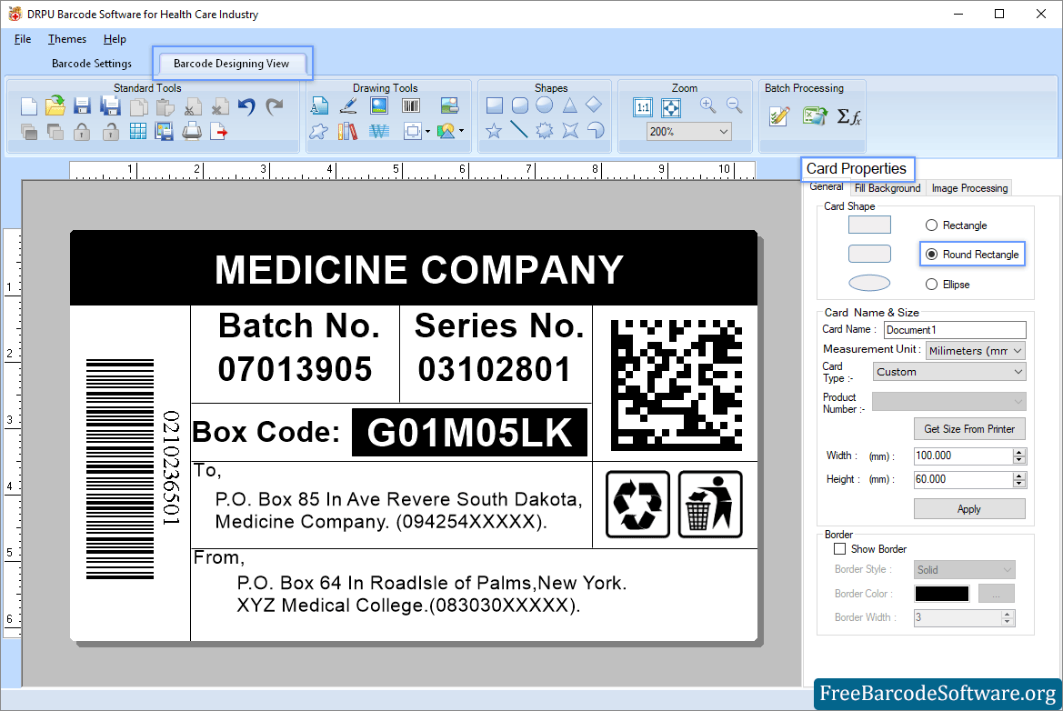 Card Properties Healthcare Card Properties