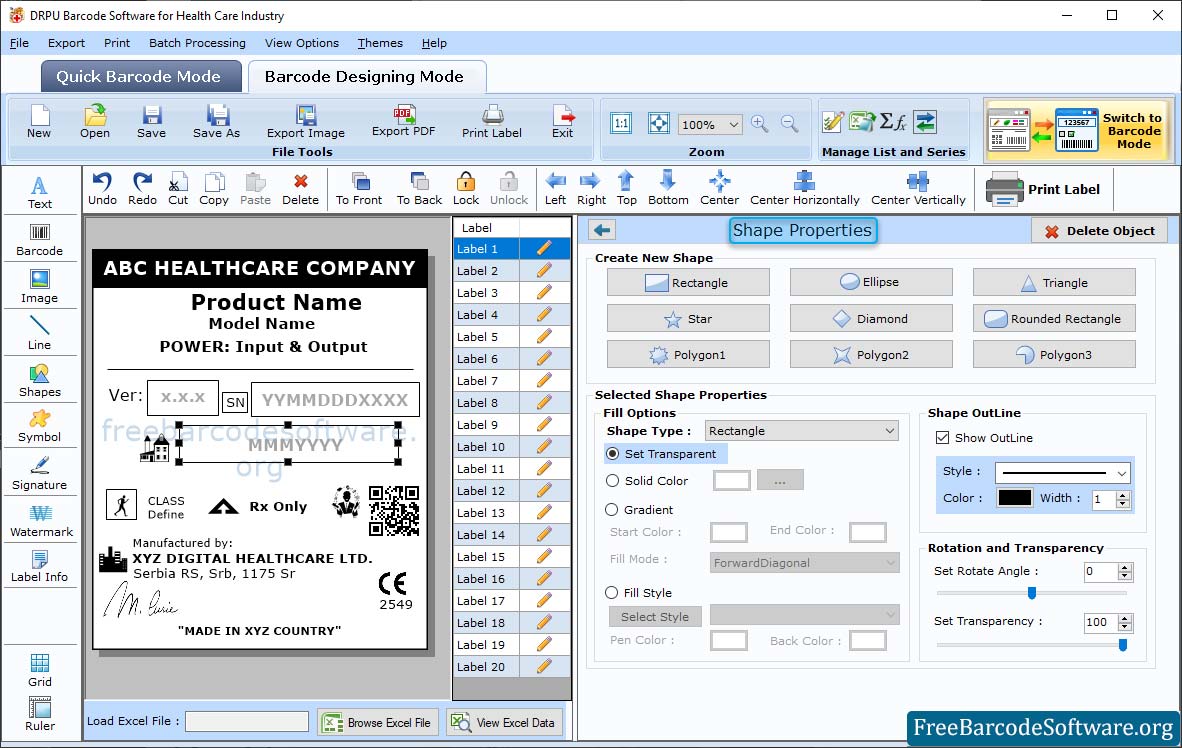 Healthcare Industry Barcode Software