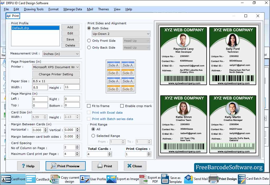 Print Preview ID Card Print Preview