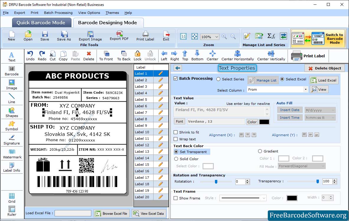 Industrial, Manufacturing and Warehousing Industry Barcode Software
