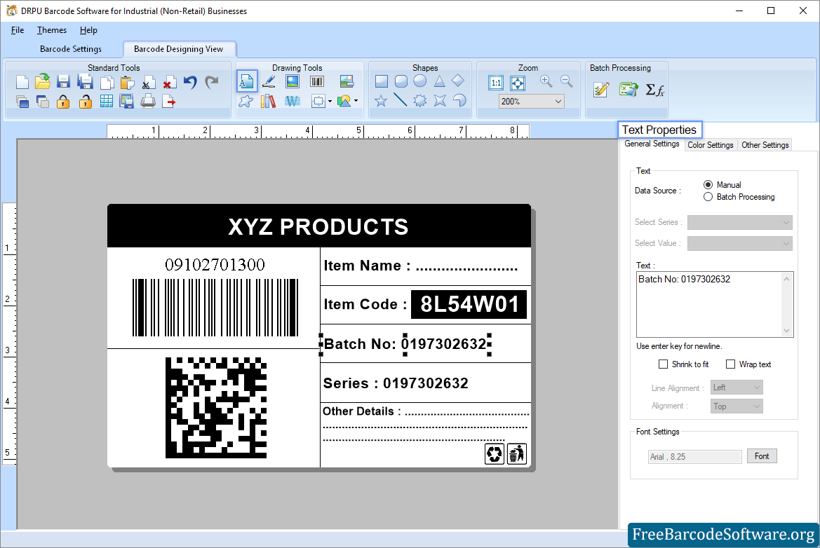 Text Properties Manufacturing Text Properties