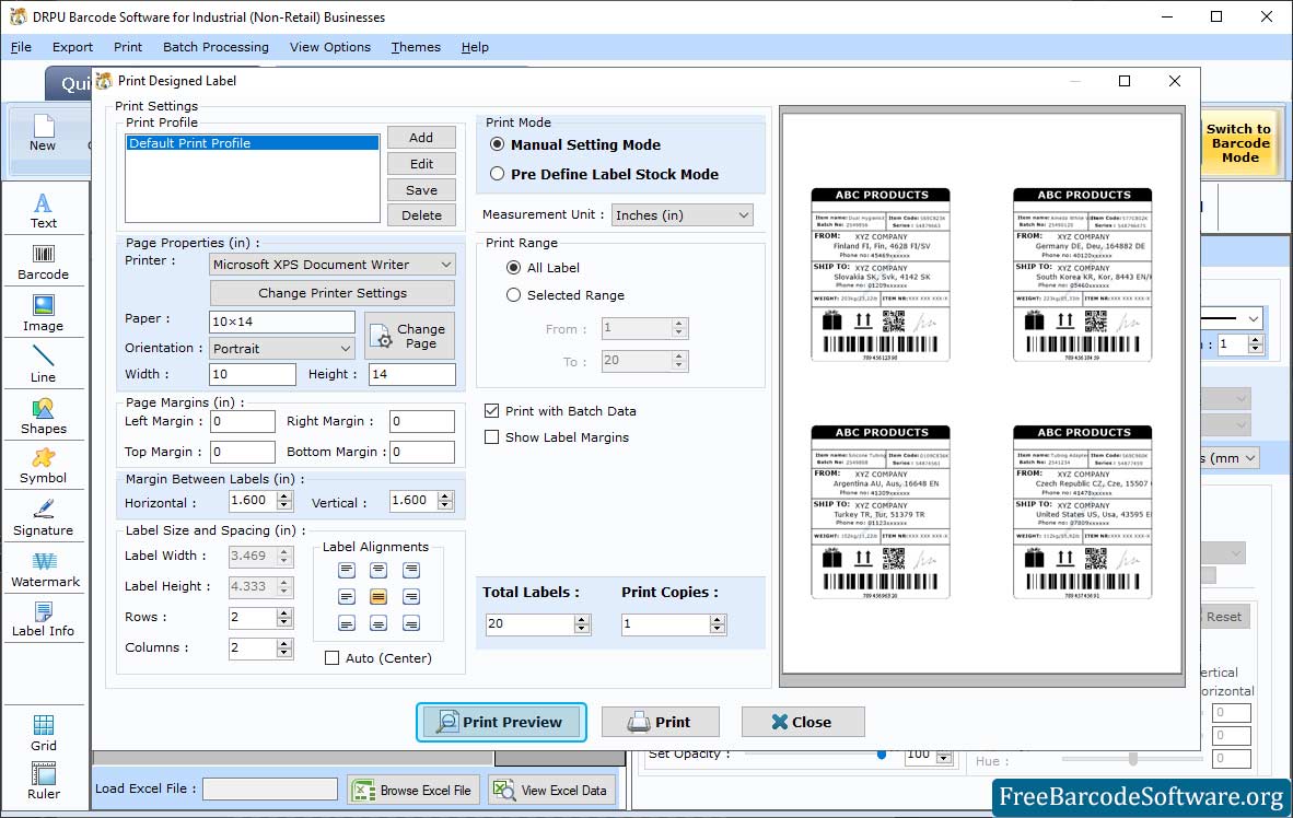 Print Preview Manufacturing Barcode Print Preview