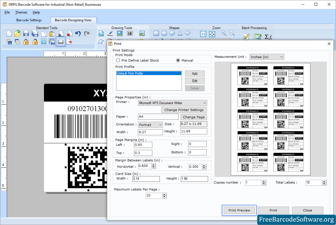 Print Preview Manufacturing Barcode Print Preview