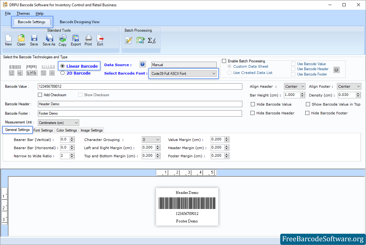 Barcode Settings Inventory Control Barcode