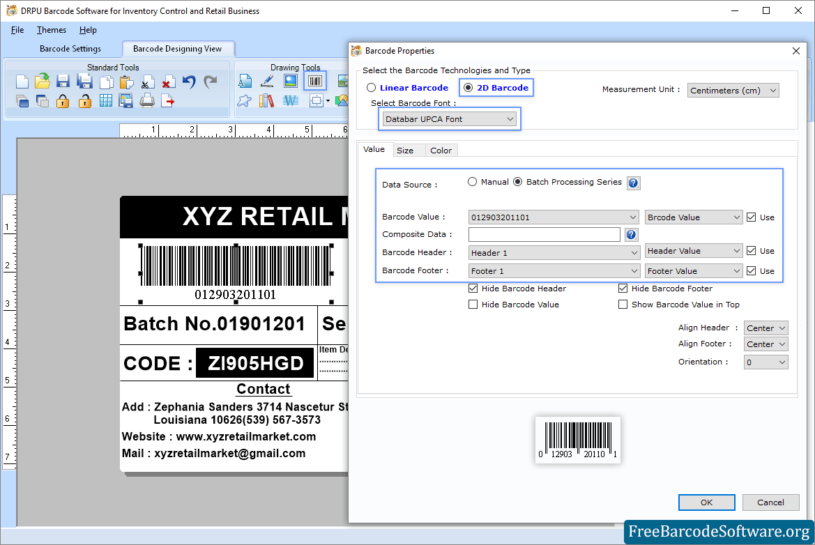 Barcode Properties Inventory Control Barcode Properties