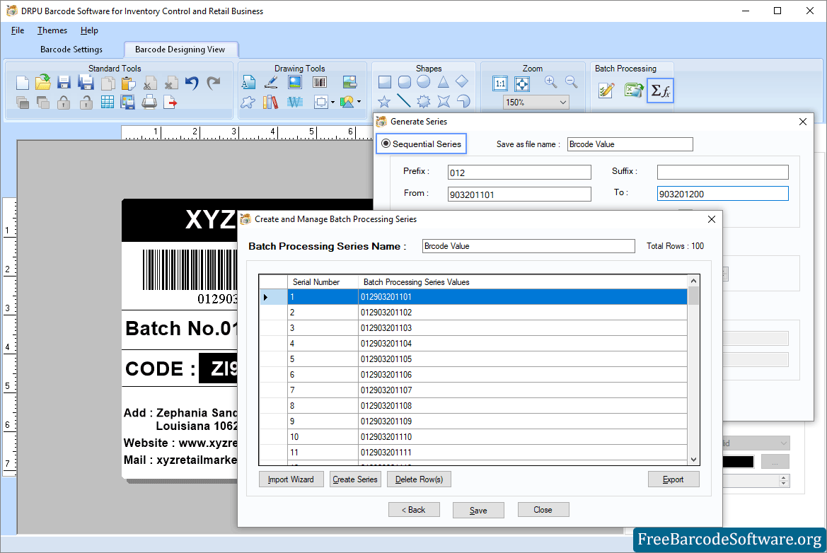 Generate Series Barcode Generate Series