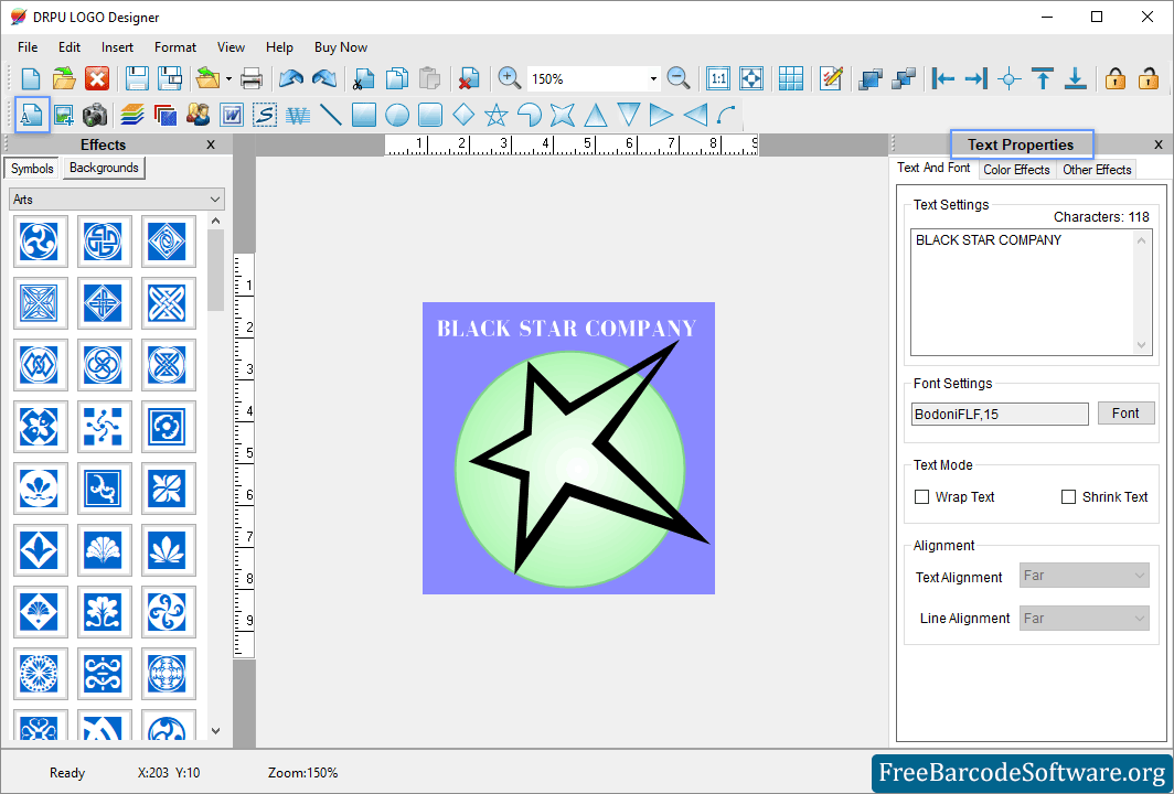 Text Properties Logo Design Software