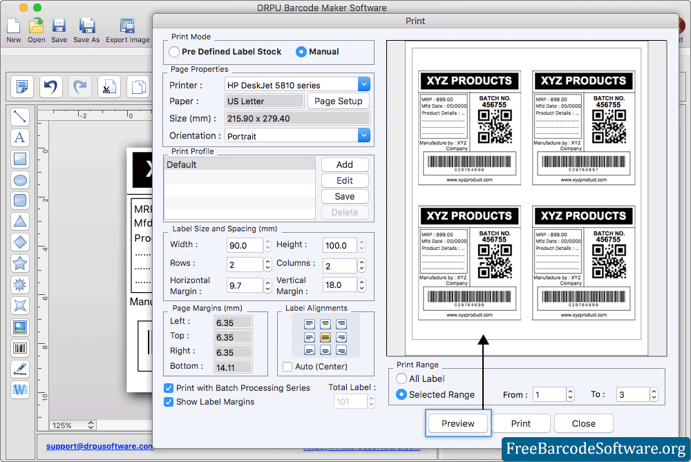 Mac Barcode Print Preview