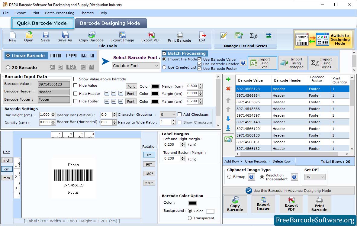 Quick Barcode Mode Packaging Supply