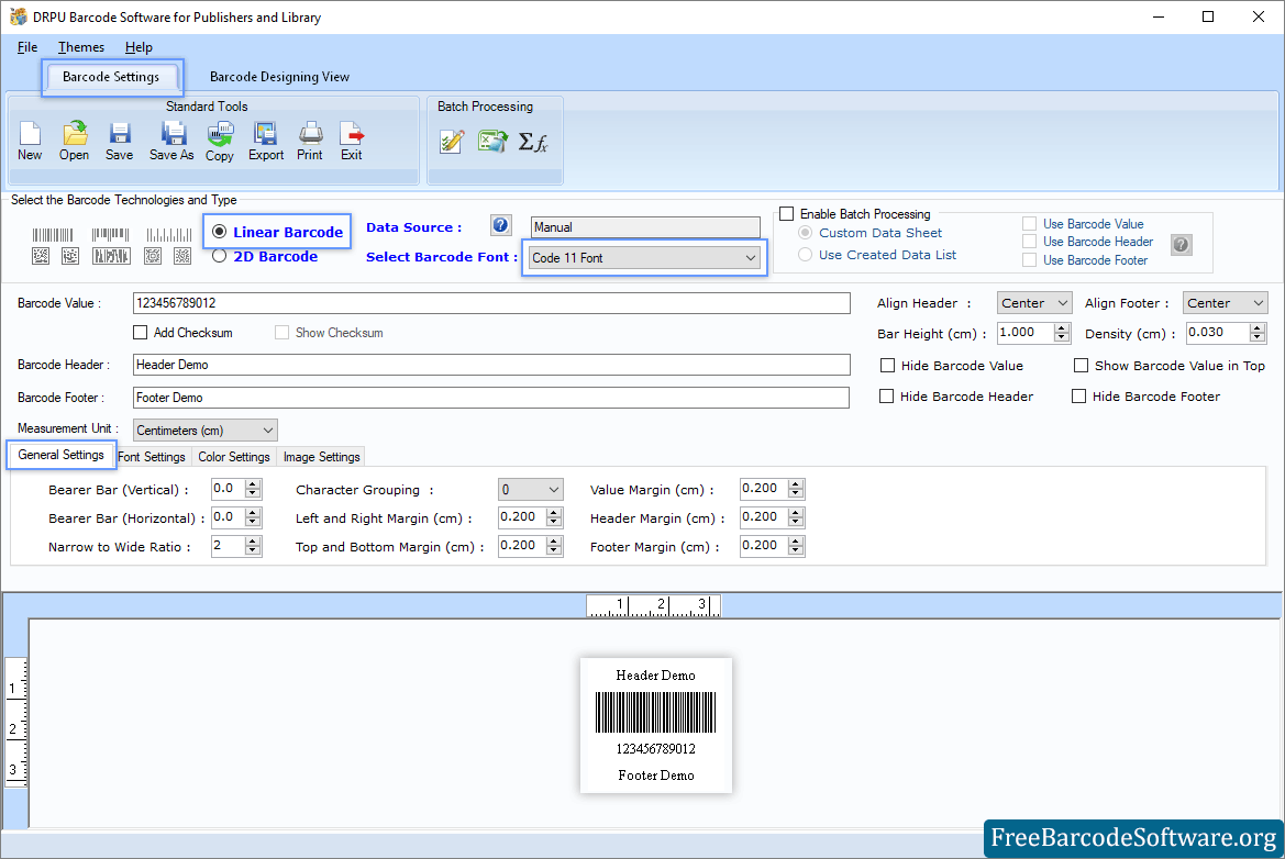 Barcode Settings Publishers Barcode