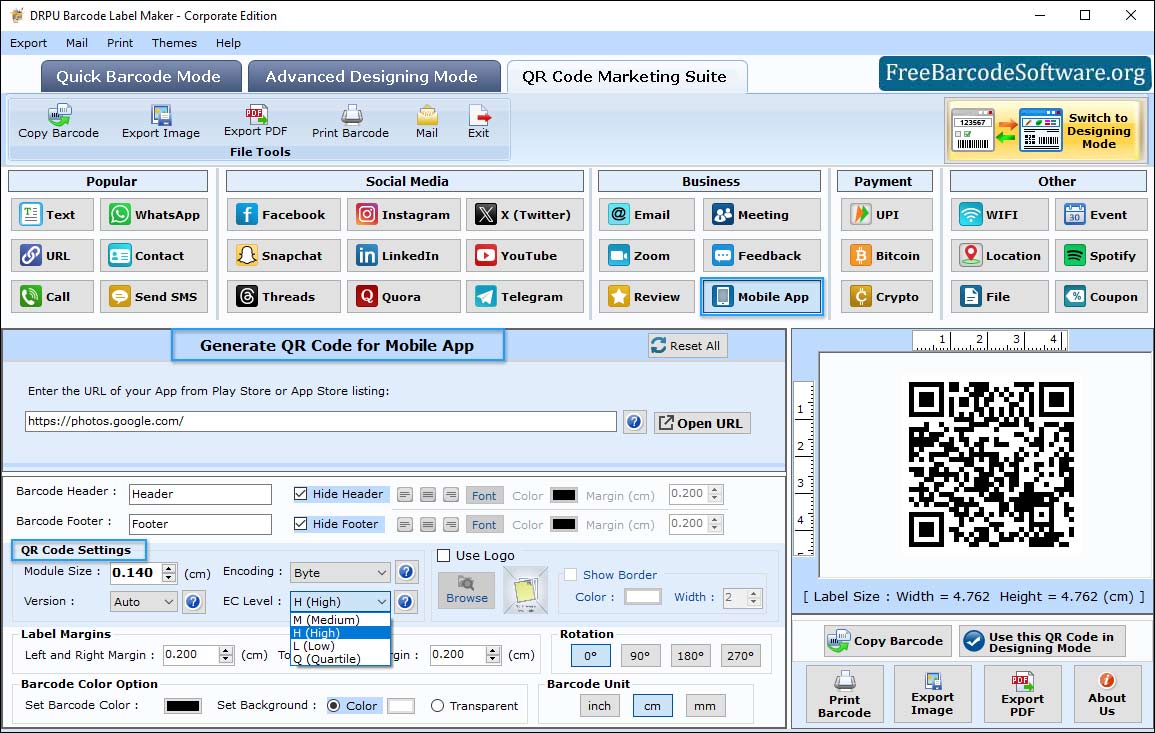 QR code Marketing suite Corporate barcode QR code Marketing suite