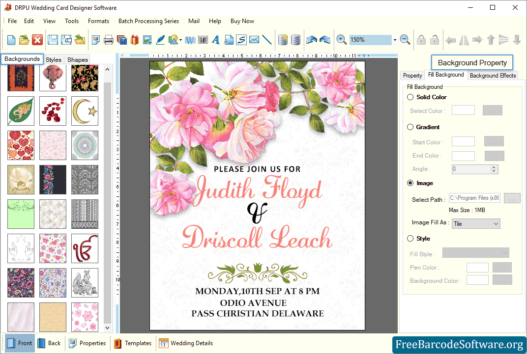 Background Property Wedding Card Maker Software