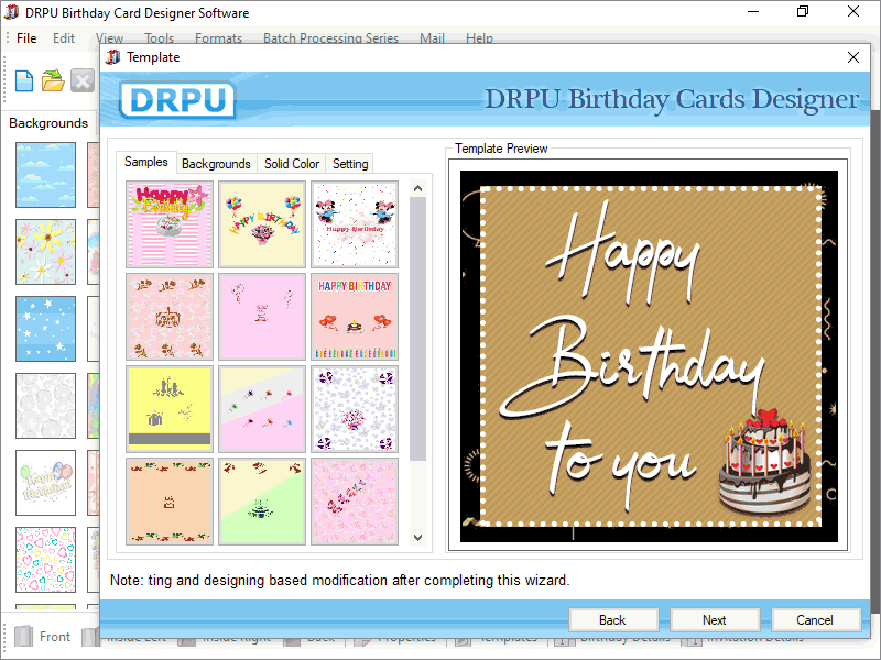 Screenshot of Excel Birthday Invitation Cards Maker