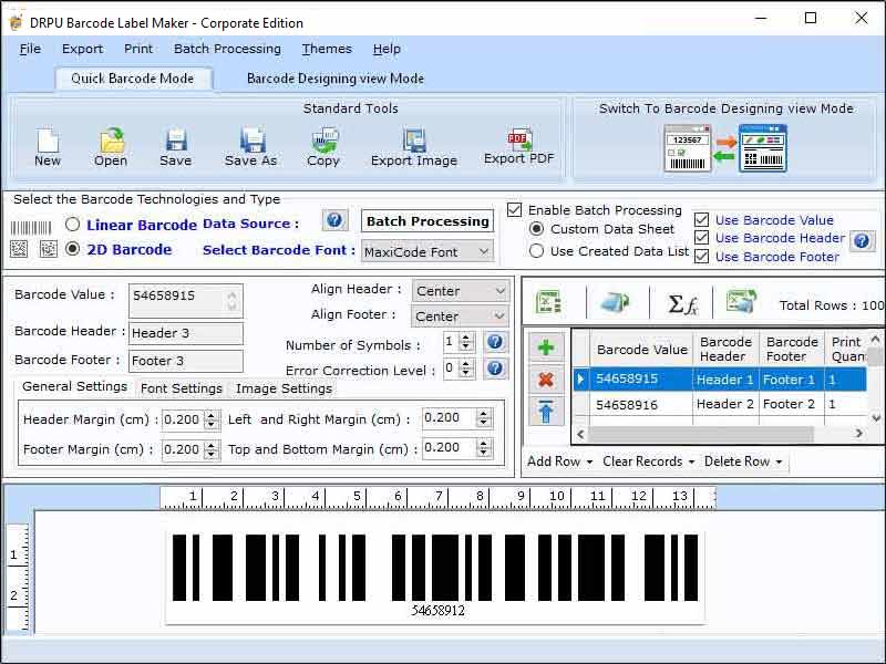 Screenshot of Corporate Barcode Sticker Designing Tool