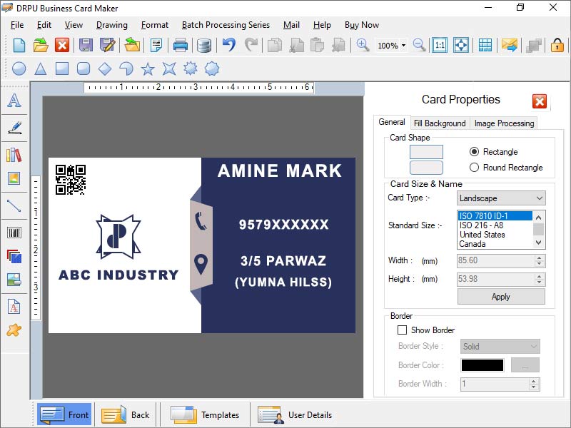 Windows 10 Visiting Card Designing Application full