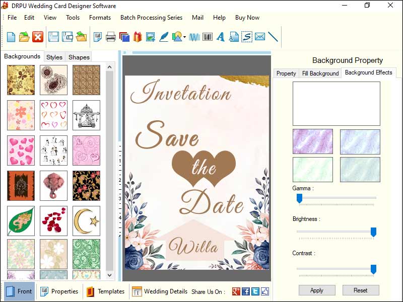 Screenshot of Wedding Invitation Card Creating Tool 8.3.0.1