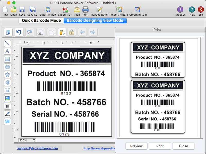 Screenshot of Apple MacOS Bulk Barcode Printing Software