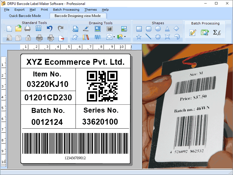 Screenshot of Barcode Label Printing Software