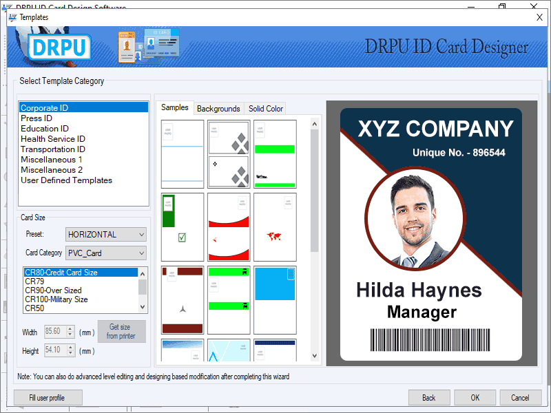 Screenshot of ID Badges Barcode Labeling Software