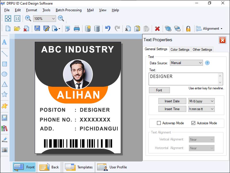 Printable ID card Maker Application, ID card Maker for Business, Windows Identity Card Designing Tool, Professional ID card Maker Application, Bulk ID card Maker Software, Excel ID card Designing Software