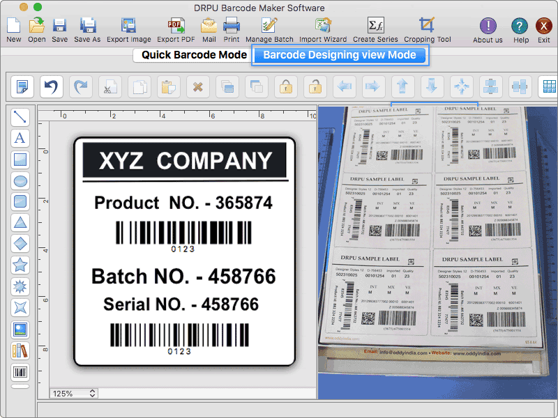 Screenshot of Apple MacOS Barcode Labeling Software