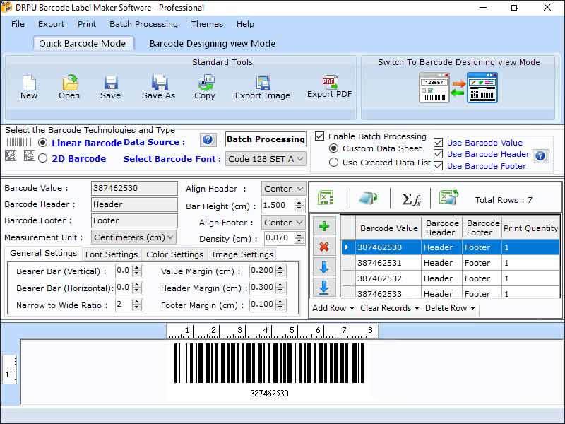 Screenshot of Barcode Maker Program for Professional
