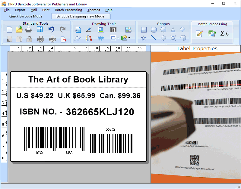 Screenshot of Excel Barcode Maker for Library Books