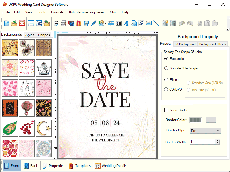 Screenshot of Marriage Invitation Cards Maker Software