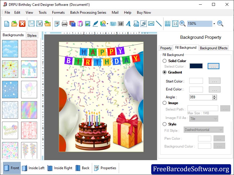 Screenshot of Birthday Card Designing Software