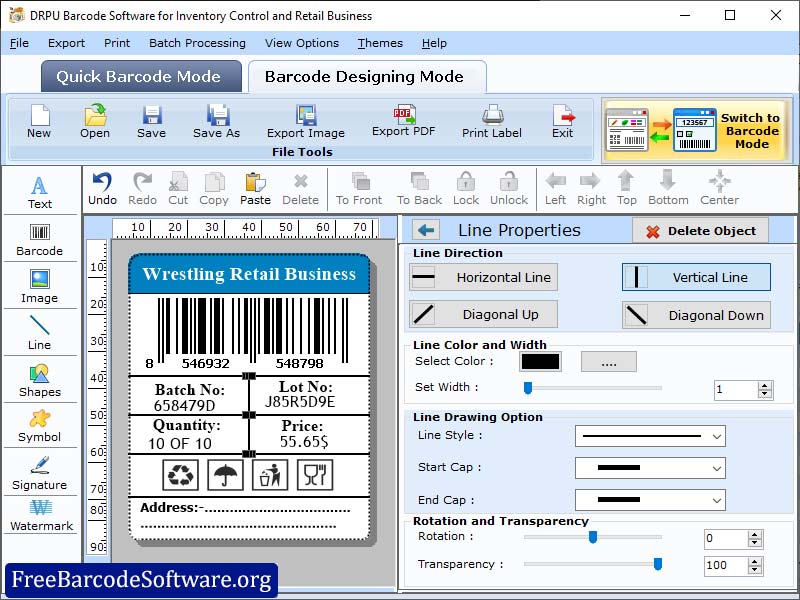 Screenshot of Free Inventory Barcode Software