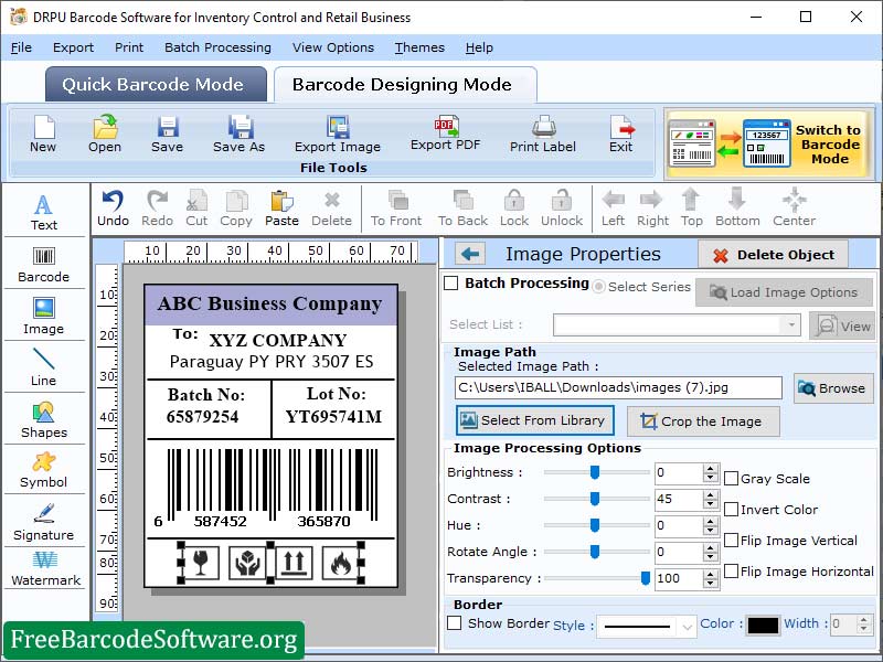 Inventory Management Barcode Software screenshot