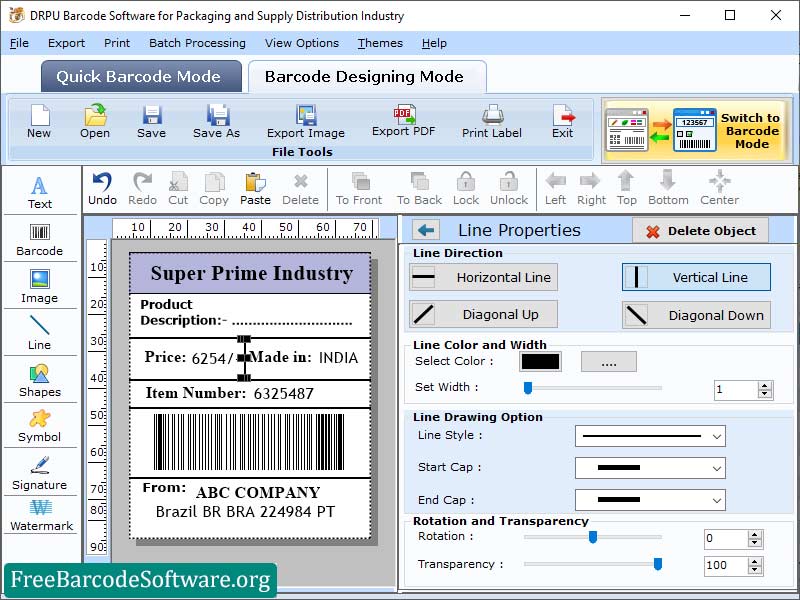 Screenshot of Distribution Barcode Software