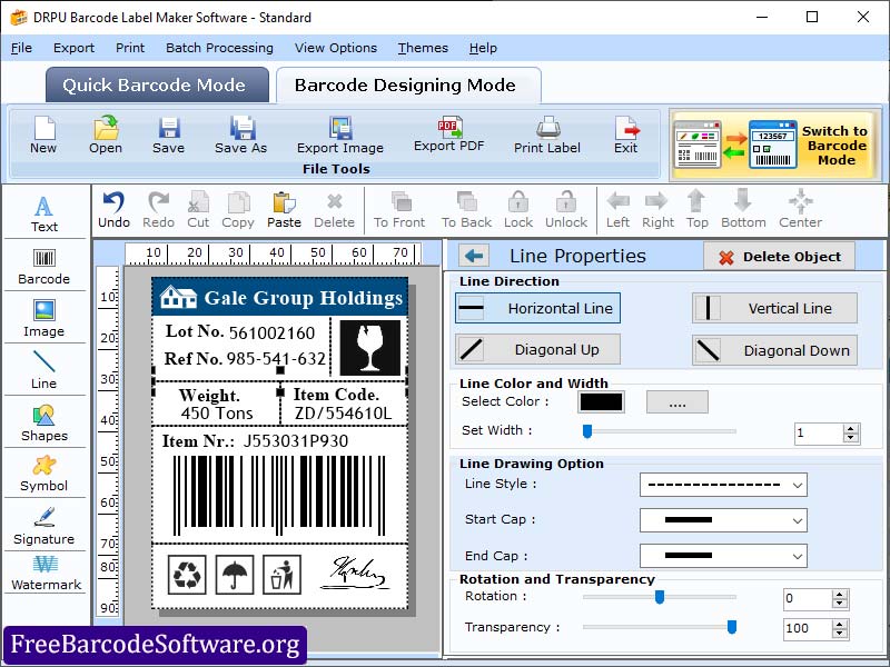 Screenshot of Barcode Software Free